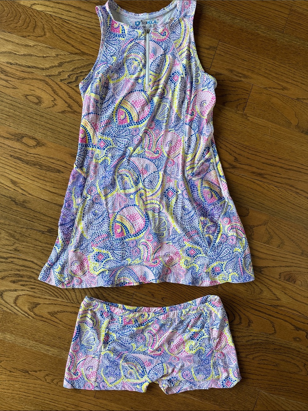 IBKUL Paisley Pickelball, Tennis Athletic 2PC Dress in Pink, Blue, Yellow